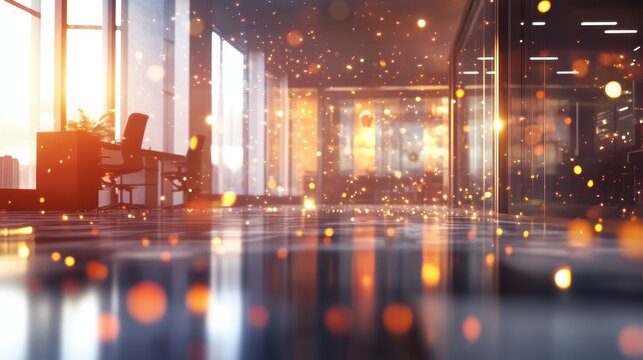 Magical Lobby with Sparkling Lights and Reflections