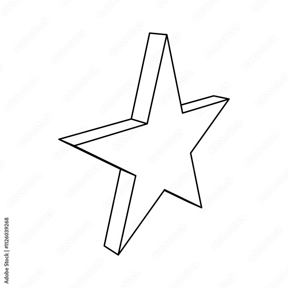 Poster the outline of a large star symbol is made with black lines. 3d view of the object in perspective. v