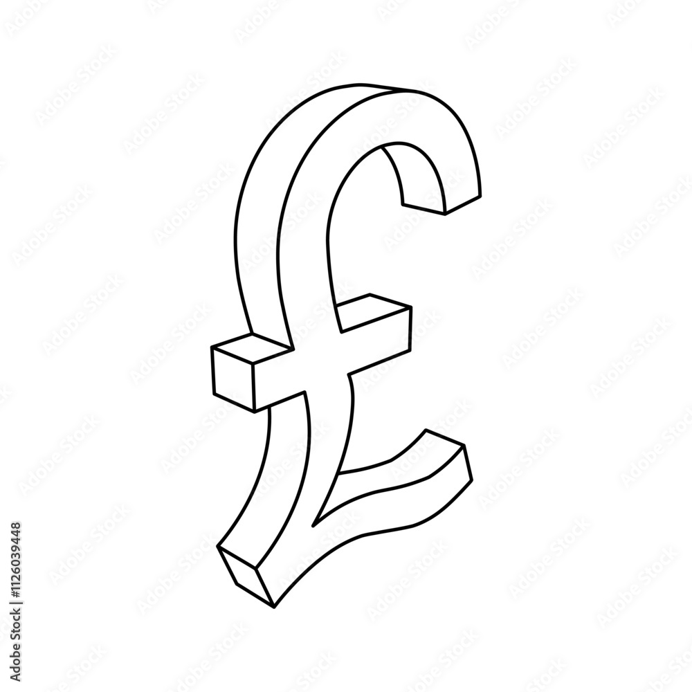 Poster the outline of a large pound symbol is made with black lines. 3d view of the object in perspective. 