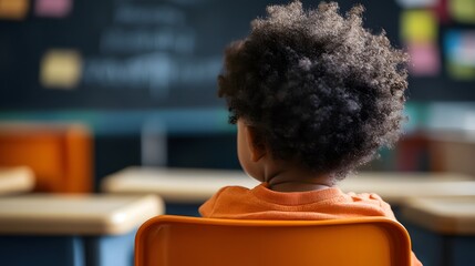 Child displaying restless behavior in a classroom, fidgeting with hands and feet, unable to focus on the lesson. The scene captures the challenges of maintaining attention and discipline in a learning