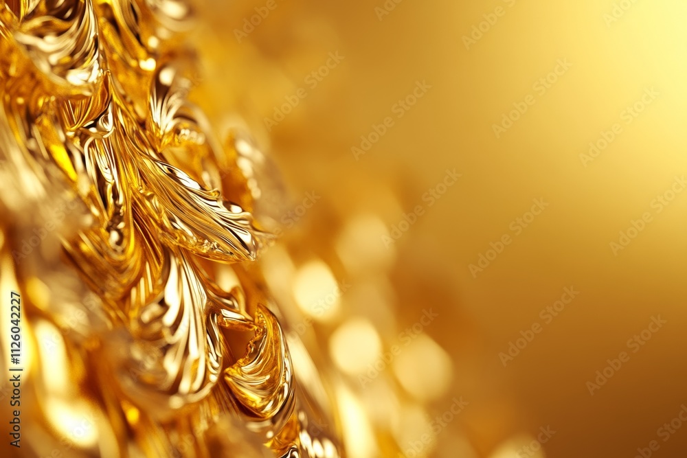 Poster abstract golden swirls with textured patterns and luminous background