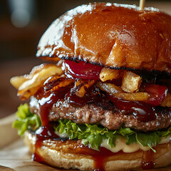 close up of stuffed hamburger AI generatve