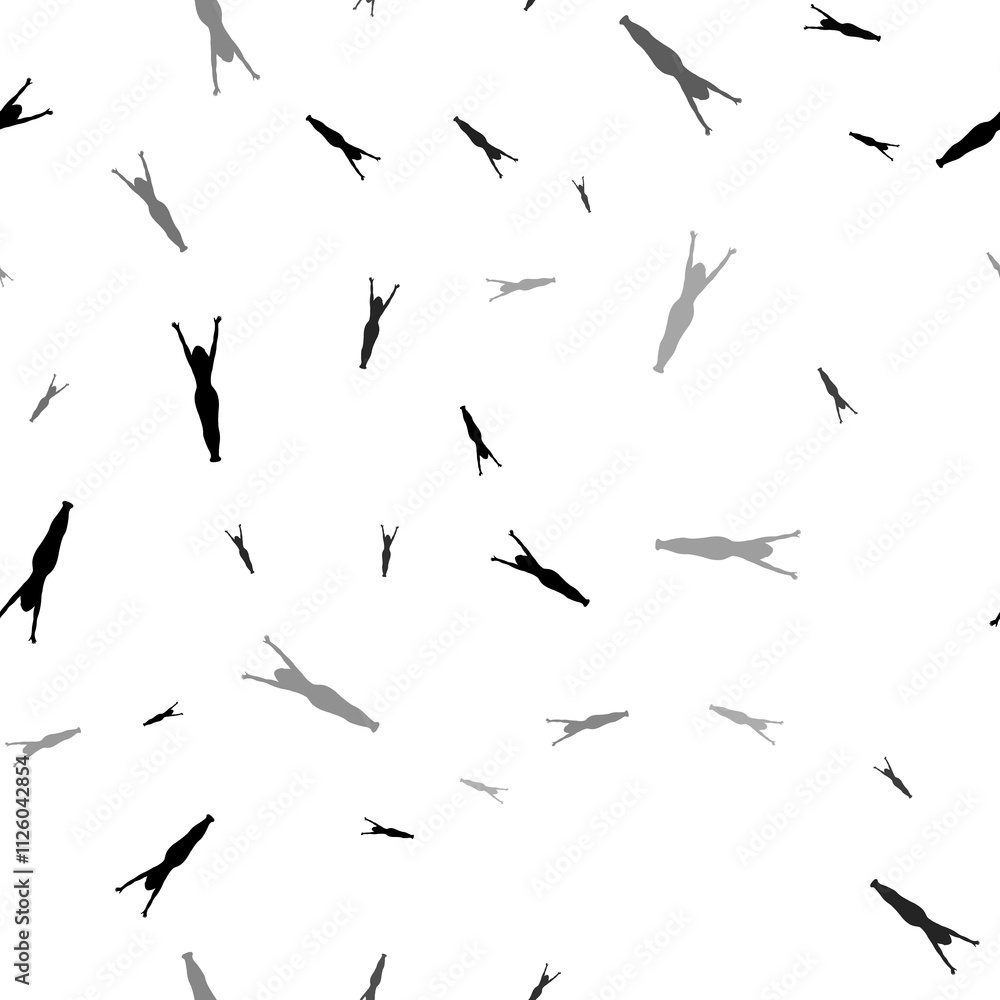 Poster seamless vector pattern with woman stretches symbols, creating a creative monochrome background with