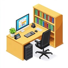 Cozy and Productive Home Office Workspace with Computer and Accessories