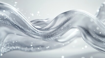 Abstract white wave background with silver glitter and light effect for an elegant design.