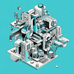 Futuristic Interconnected Architectural Landscape with Abstract Geometric Structures