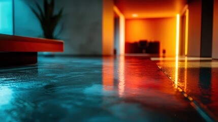 Obraz premium Mesmerizing Poolside Sanctuary: A Vibrant Interplay of Colors and Reflections