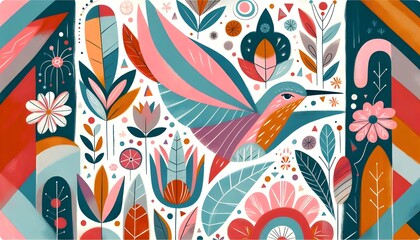 "Colibr&iacute;es y Flores: Danza de Colores"