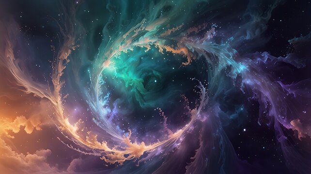 Glowing aether stream with delicate spirals of light in transparent hues of emerald and sapphire, visualizing the pull and absorption of energy in a supernatural, fluid motion