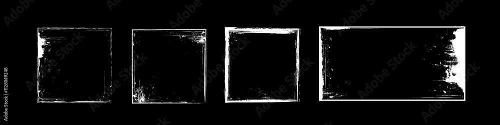 Poster rectangular and square frames in grunge style with aged edges stroke and scratches, scuffs and irreg