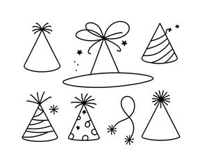 Elegant Line Party Hat Silhouettes