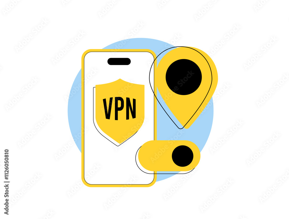 Poster virtual private network - vpn apps with data privacy, secure encrypted connections, online security,