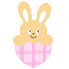 Illustration of bunny and pink heart for Valentine card, cartoon character, comic, mascot, animal print, happy easter, zoo, souvenir shop, plush toy, rabbit doll, pet shop, vet, sticker, emoji, icon