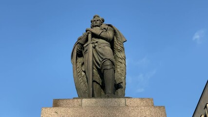 Kaunas, Lithuania - 15th november, 2024: statue of Grand Duke of Lithuania Gediminas. One of rulers of the early Lithuanian state and founder of the first ruling dynasty in Lithuania—the Gediminids