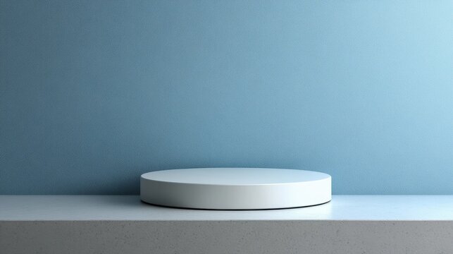 Minimalist Podium on Gray and Blue Background