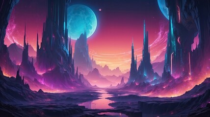 Abstract Wallpaper with Seamless Color Blending and Epic Lens Glow Lighting in a Grand Future Scene