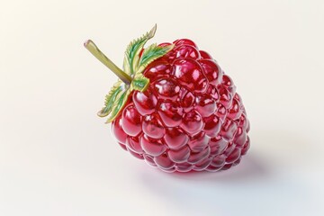 Isolated berry. One fresh raspberry fruit isolated on white background