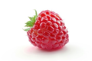 Isolated berry. One fresh raspberry fruit isolated on white background