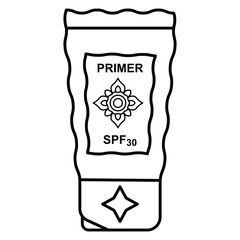 Hand Drawn Cute Cosmetics Coloring Book Vector Illustration. Bold and Easy Primer Coloring Page for Adults and Kids. Coloring Sheet for Stress Relief and Relaxation