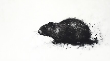 Obraz premium Black and white charcoal drawing of a marmot.