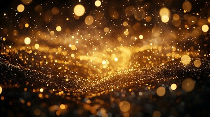 A celebration theme with dazzling golden fireworks and soft glowing bokeh lights, creating a festive mood on a dark backdrop