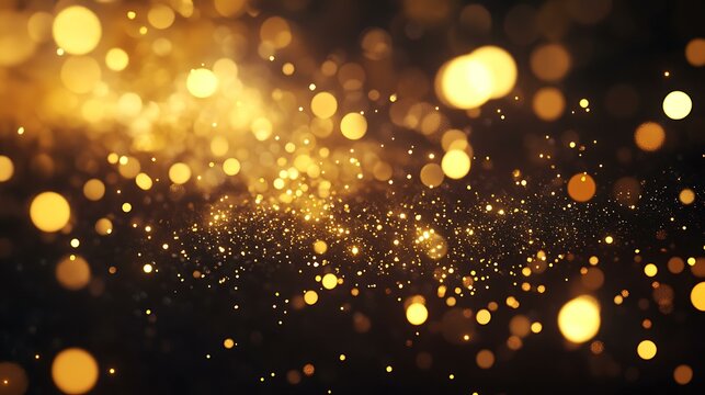 A celebration theme with dazzling golden fireworks and soft glowing bokeh lights, creating a festive mood on a dark backdrop
