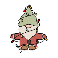 winter christmas Gnome With Christmas lights