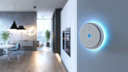 Smart Home Control Panel in Modern Kitchen Interior