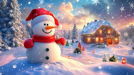 Obraz premium A cheerful holiday design with Christmas greetings, sparkling snowflakes, and ample space for advertisements or announcements