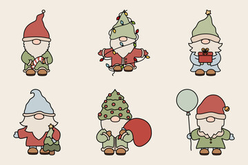 Cute winter christmas Gnomes set