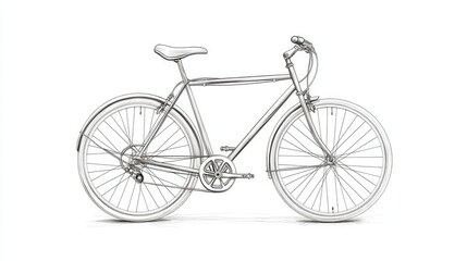 Fototapeta premium Detailed Outline of a Minimalist Bicycle Against a Clean Background, Perfect for Illustrating Cycling, Transport, Fitness, and Lifestyle Themes in Modern Design Contexts