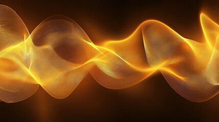 Fototapeta premium Abstract golden wave pattern with flowing lines and luminous gradients on a dark background, perfect for creative and modern design projects.