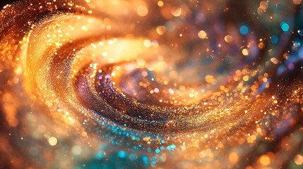Obraz premium A glowing abstract glitter light background in shimmering gold tones, creating a festive and elegant atmosphere