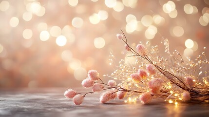 A glowing glitter lights composition with soft golden sparkles and elegant bokeh effects on a dark, smooth backdrop
