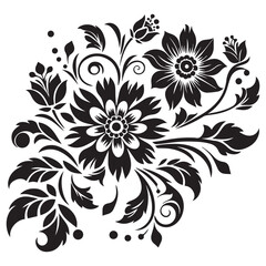 Flower decorative vector elements silhouette