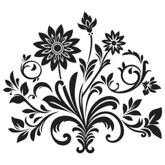 Flower decorative vector elements silhouette