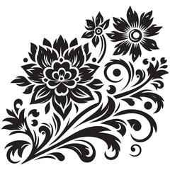 Flower decorative vector elements silhouette