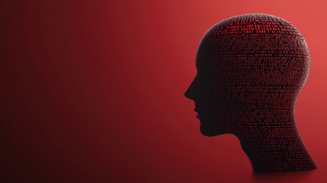 Binary silhouette of human head digital art studio minimalist