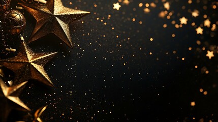 A minimalist Christmas background with elegant typography, glowing stars, and a blank area for promotional messages