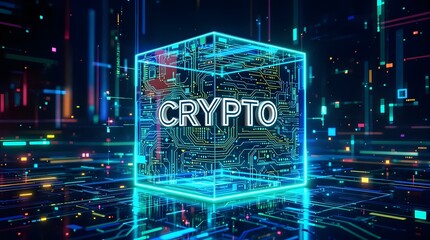 Futuristic Cryptocurrency Concept in Digital Space