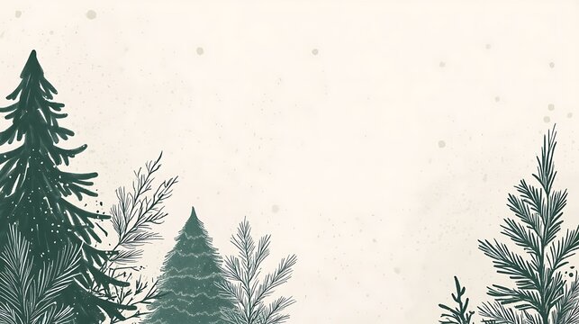 A minimalist holiday banner in green tones with elegant text and an open space for promotional messages