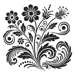 Flower decorative vector elements silhouette