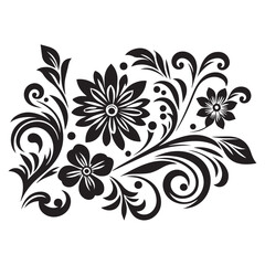 Flower decorative vector elements silhouette