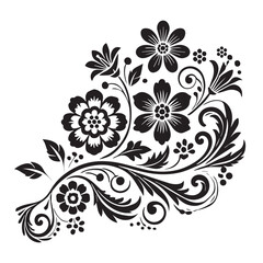 Flower decorative vector elements silhouette