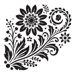 Flower decorative vector elements silhouette