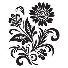 Flower decorative vector elements silhouette
