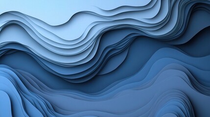 Soft Blue Gradient Abstract Waves with Curved Layers and Depth