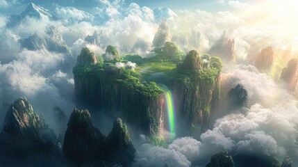 A Magical Floating Island in the Clouds