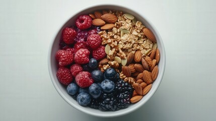 healthy breakfast bowl with fruits and nuts