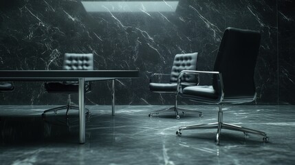 Elegant and Minimalist Office Interior in Monochrome Tones